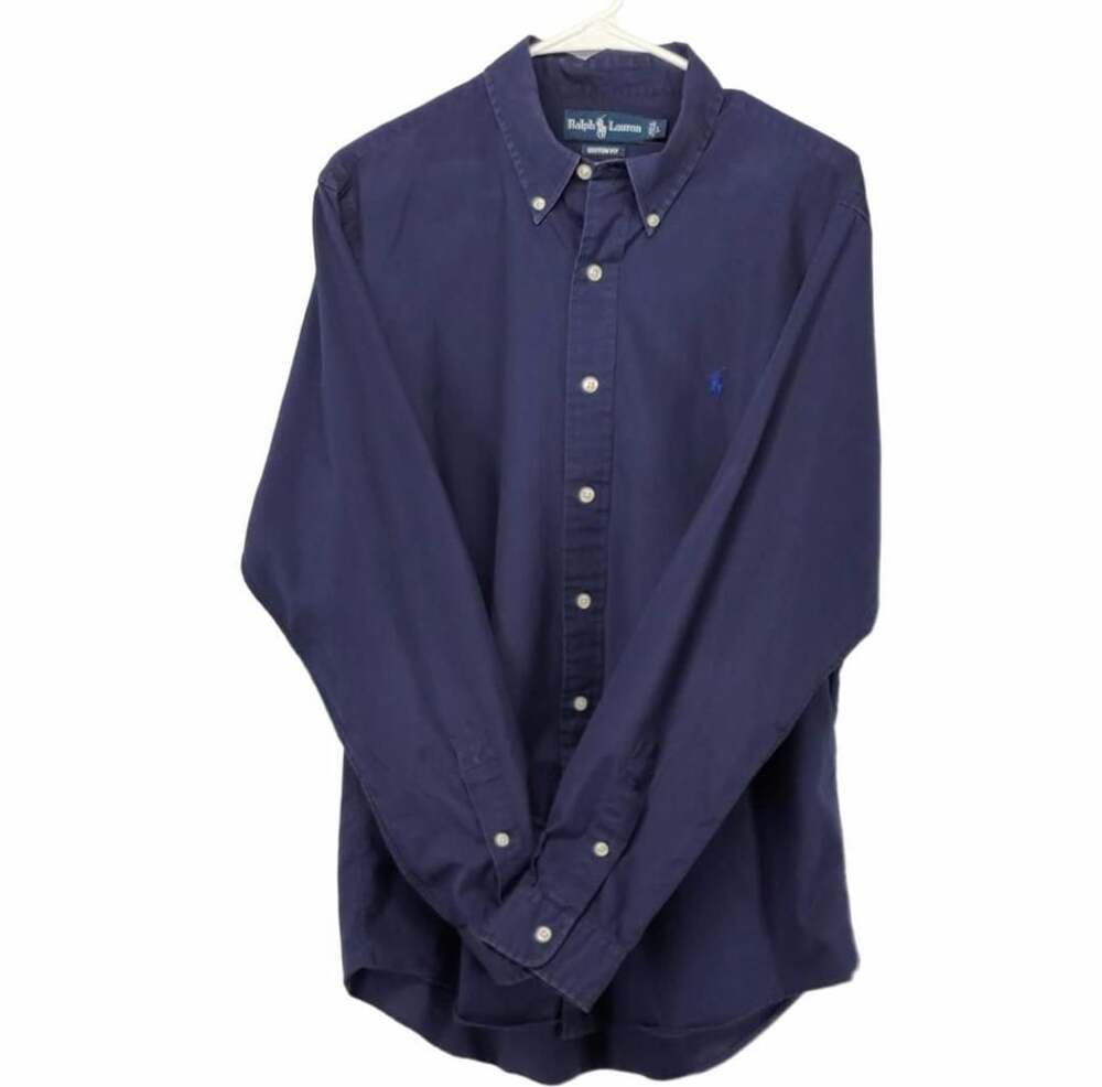 Ralph Lauren Custom Fit Button Down Shirt Size XXL Navy Long Sleeve